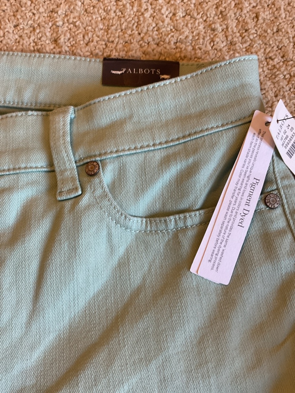 Talbots Mint Slim Ankle Jeans 2% Spandex Size 6 NWT - Picture 3 of 9
